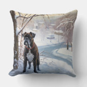 ボクサーは雪のクリスマスを過ごした クッション (正面)