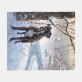 ボクサーは雪のクリスマスを過ごした フリースブランケット (正面(横))