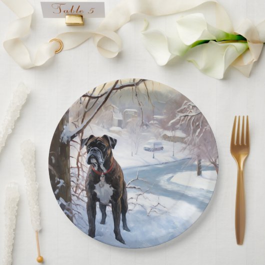 ボクサーは雪のクリスマスを過ごした ペーパープレート (ウェディング)