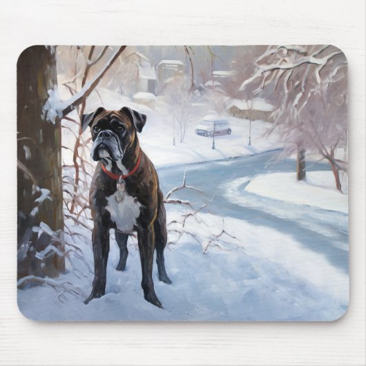 ボクサーは雪のクリスマスを過ごした マウスパッド (正面)