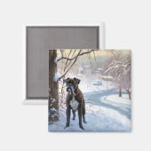 ボクサーは雪のクリスマスを過ごした マグネット (正面/裏面)