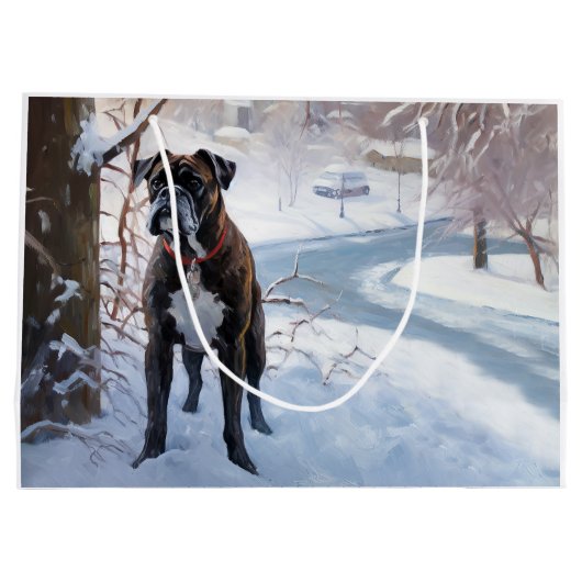 ボクサーは雪のクリスマスを過ごした ラージペーパーバッグ (裏面)