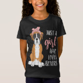 ボクサーを愛すおもしろいる女の子ボクサー犬好きTシャツ Tシャツ (正面)