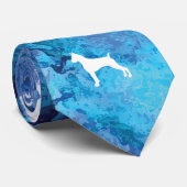 ボクサーカラフルドッグ水彩ネクタイ – 青と紫 ネクタイ (ロール)