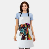 ボクサーカラフル犬 エプロン (着用した状態)