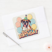 ボクサーカラフル犬 スクエアシール (封筒)