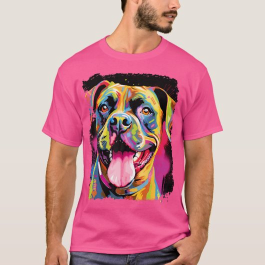ボクサーカラフル犬 Tシャツ (正面)