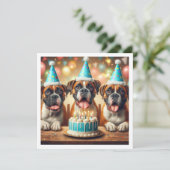 ボクサーカード、ボクサー誕生日カード、犬の誕生日 招待状 (スタンド正面)