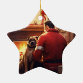 ボクサーギフト，ペットギフト，犬の消防士，クリスマスプレゼント セラミックオーナメント (正面)