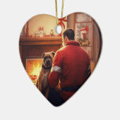 ボクサーギフト,ペットギフト,犬の消防士,クリスマスプレゼント セラミックオーナメント (左)