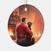ボクサーギフト，ペットギフト，犬の消防士，クリスマスプレゼント セラミックオーナメント (左)