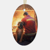 ボクサーギフト,ペットギフト,犬の消防士,クリスマスプレゼント セラミックオーナメント (左)