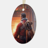 ボクサーギフト，ペットギフト，犬の消防士，クリスマスプレゼント セラミックオーナメント (左)