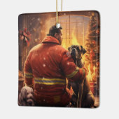 ボクサーギフト，ペットギフト，犬の消防士，クリスマスプレゼント セラミックオーナメント (左)