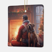 ボクサーギフト，ペットギフト，犬の消防士，クリスマスプレゼント セラミックオーナメント (左)