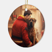 ボクサーギフト，ペットギフト，犬の消防士，クリスマスプレゼント セラミックオーナメント (左)