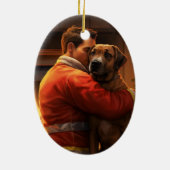 ボクサーギフト，ペットギフト，犬の消防士，クリスマスプレゼント セラミックオーナメント (裏面)