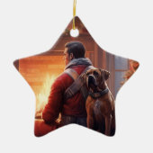 ボクサーギフト,ペットギフト,犬の消防士,クリスマスプレゼント セラミックオーナメント (正面)