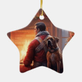 ボクサーギフト,ペットギフト,犬の消防士,クリスマスプレゼント セラミックオーナメント (裏面)