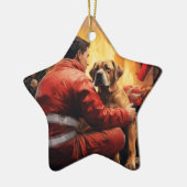 ボクサーギフト,ペットギフト,犬の消防士,クリスマスプレゼント セラミックオーナメント (左)