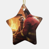 ボクサーギフト，ペットギフト，犬の消防士，クリスマスプレゼント セラミックオーナメント (左)