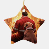 ボクサーギフト,ペットギフト,犬の消防士,クリスマスプレゼント セラミックオーナメント (正面)