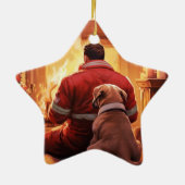 ボクサーギフト,ペットギフト,犬の消防士,クリスマスプレゼント セラミックオーナメント (裏面)