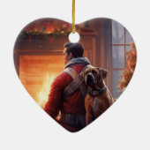 ボクサーギフト，ペットギフト，犬の消防士，クリスマスプレゼント セラミックオーナメント (裏面)