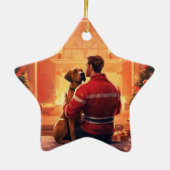 ボクサーギフト,ペットギフト,犬の消防士,クリスマスプレゼント セラミックオーナメント (裏面)