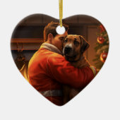 ボクサーギフト，ペットギフト，犬の消防士，クリスマスプレゼント セラミックオーナメント (正面)