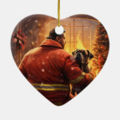 ボクサーギフト，ペットギフト，犬の消防士，クリスマスプレゼント セラミックオーナメント (裏面)