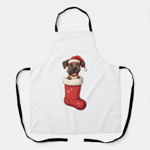 ボクサークリスマスストッキング犬 エプロン