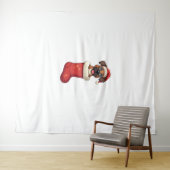 ボクサークリスマスストッキング犬 タペストリー (インサイチュ(横))