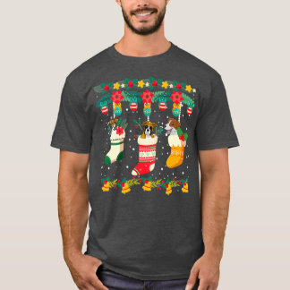ボクサークリスマスソックスクリスマスライツパジャマファミリー Tシャツ