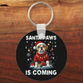ボクサークリスマスツリーライトデコレーション犬好き キーホルダー (正面)