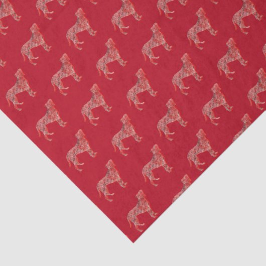 ボクサークリスマスドッグかわいいシルエットレッド 薄葉紙 (詳細)