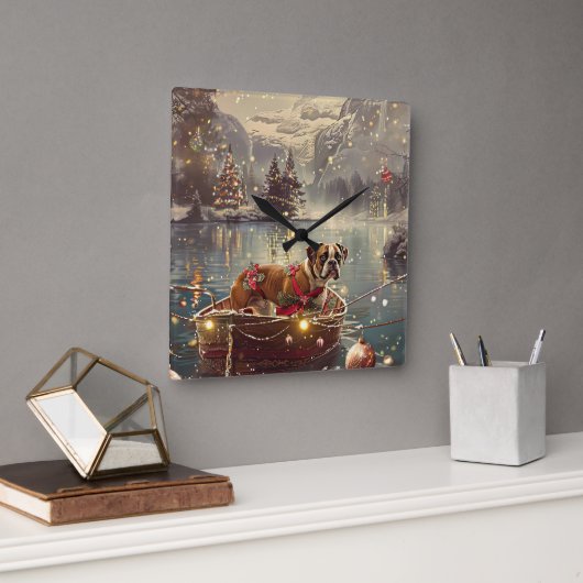ボクサークリスマスフェスティバル航海 スクエア壁時計 (オフィス)