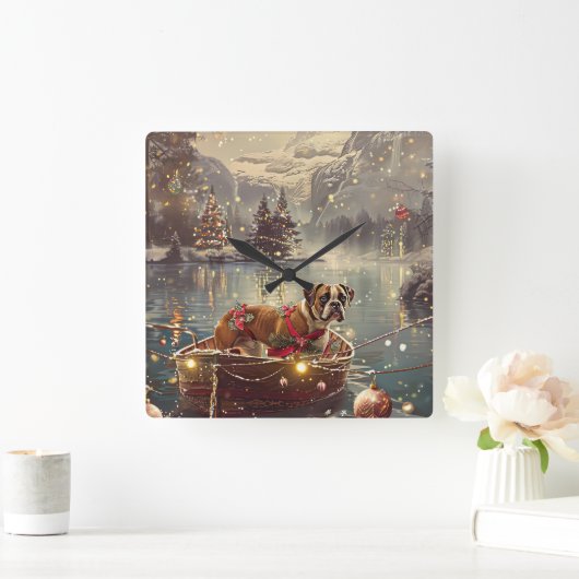 ボクサークリスマスフェスティバル航海 スクエア壁時計 (ホーム)