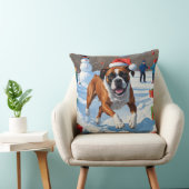 ボクサークリスマスフェスティバル雪景色 クッション (椅子)