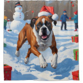 ボクサークリスマスフェスティバル雪景色 シャワーカーテン (正面)