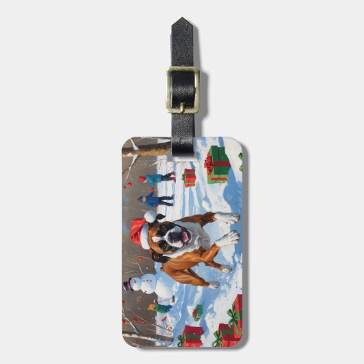 ボクサークリスマスフェスティバル雪景色 ラゲッジタグ (正面縦)