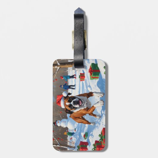 ボクサークリスマスフェスティバル雪景色 ラゲッジタグ (裏面縦)