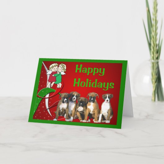 ボクサークリスマスリトルエンジェルグリーティングカード シーズンカード (正面)