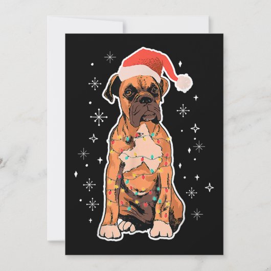 ボクサークリスマス衣服サンタハットクリスマスドッグフェアリー 招待状 (正面)