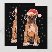 ボクサークリスマス衣服サンタハットクリスマスドッグフェアリー 招待状 (正面/裏面)