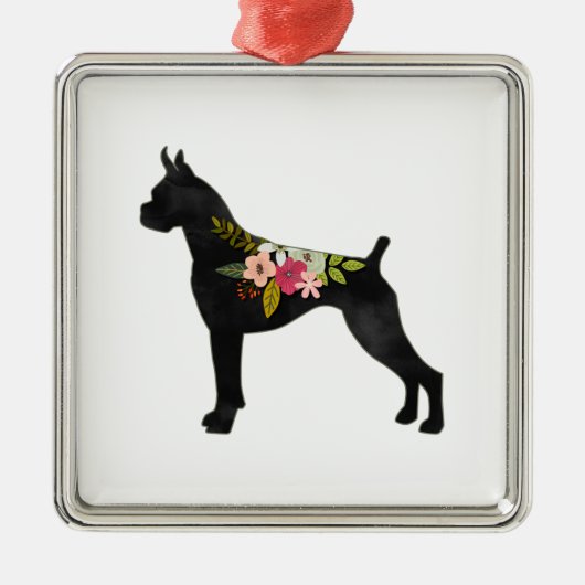 ボクサークロップドイヤーボホフローラシルエット メタルオーナメント (正面)