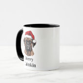 ボクサーサンタ帽子のクリスマス犬 マグカップ (正面左)