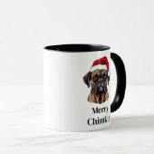 ボクサーサンタ帽子のクリスマス犬 マグカップ (正面右)