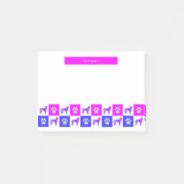 ボクサーシルエットドッグ&ポーホットピンク&ブルー ポストイット