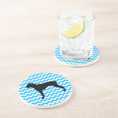 ボクサーシルエット付き赤ちゃんブルーのシェブロン コースター (側面)